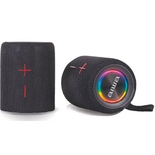 Aiwa BST-250 Altavoz Bluetooth Desmontable TWS con Iluminación RGB a Todo Color, Sonido Estéreo 2x10W, Resistente al Agua IPX5, Batería Recargable y Compatible con Android/iOS. Color Negro.