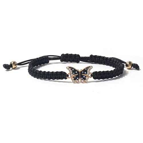 Image of COLORFUL BLING Butterfly Charm Bracelets Adjustable Hand Woven String Bracelets BFF Gift for Women