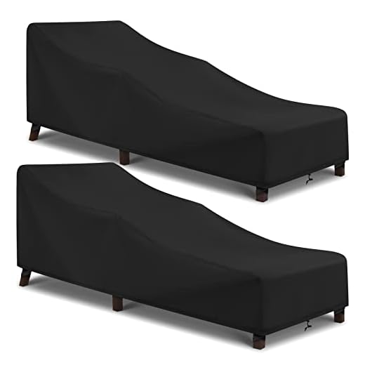 Arcedo Waterproof Patio Chaise Lounge Cover, 2 Pack of Pool Lounge Chair Covers for Outside Stackable Cushions and Outdoor Furniture, 80" x 30" x 26" H, Black