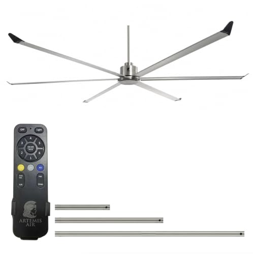 120-Inch HVLS Industrial Ceiling Fan +28,000 CFM Large Commercial Ceiling Fan with Remote, PMSM Motor, 6 Speeds, Reversible, for Warehouse, Gym, Barn, Shop, Garage | AA-Orion 120' (Silver)