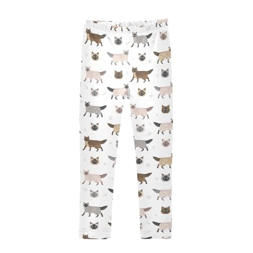 Girls Basic Leggings Baby Girls Pants Siamese Cats Soft Footless Stretchy Tights Pants 4-10Y