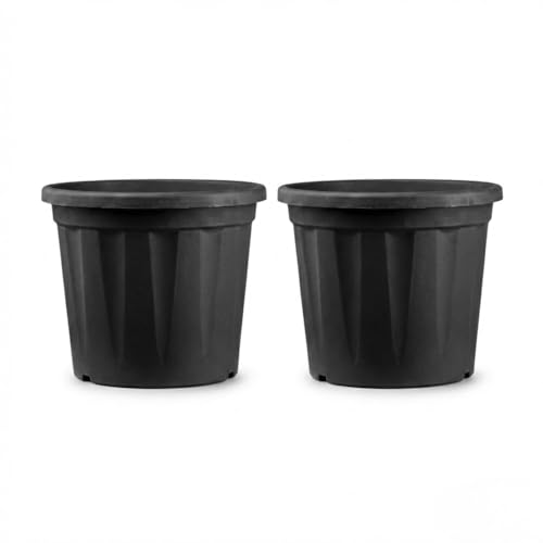 Image of 12 Inch Heavy Duty Plastic Planter | Grower Pot /Garden Pot for Home & Garden (Black) (Pack of 2)