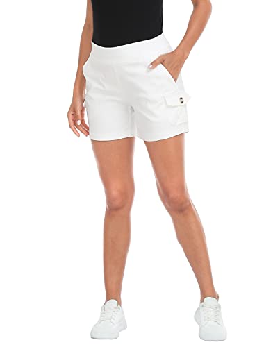 HDE Women's Cargo Shorts with Pockets High Waisted Pull On Stretch Casual Shorts