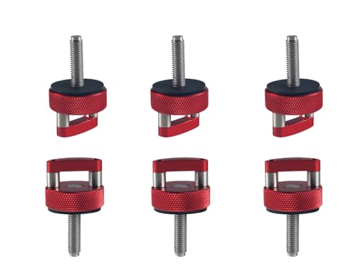 Image of DEWHEL Aluminum Red Hard Top Quick Removal Fastener Thumb Screws W /D-Ring Compatible with Jeep Wrangler JK JKU JL JLU JT