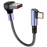 Design d'angle droit amélioré : câble USB vers type C coudé améliore non seulement considérablement l'applicabilité de ce câble dans tous les types de réglages, mais aussi l'USB réversible à 90 degrés Le connecteur n'a pas de façade ou de dos, prend en charge l'insertion aveugle et est parfait pour les espaces étroits tels que les voitures, les coins, etc. Connecteur USB-C coudé en forme de L, idéal pour jouer, regarder des vidéos, lire des livres électroniques est plus pratique et plus confortable
