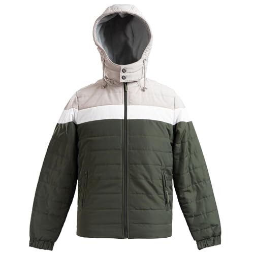 Image of Men's Thermal Jacket Triple Layer Insulated Winter Coat | Water Repellent Windproof Jacket with Detachable Hood | Warm Fleece Lined Travel Outdoor Jacket for Men