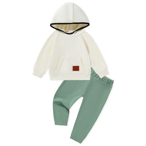 Image of SANMIO Toddler Boy Clothes Boys Fall Winter Outfit Long Sleeve Solid Hoodie Sweatshirts+Sweatpant 2Pcs Baby Clothing Set 1-6T