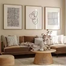 weiyiwang Set di 3 poster astratti minimalisti in bianco e nero su tela per soggiorno e camera da letto, decorazione moderna per la casa (50x70 cm x 3/cornice)