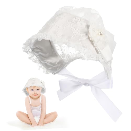 Adjustable Lace Hat for Newborns and Boy Girl Years Bonnet with Comfortable Fit for Photos Outings and Daily Wear White