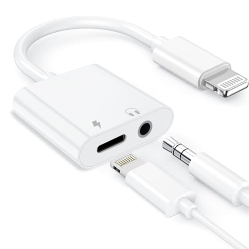 Lightning to 3.5mm Headphone Jack Adapter[Apple MFi Certified] 2 in 1 headphone jack adapter for iPhone with 3.5mm Audio and Lightning Charge Port for iPhone 14/13/12/11/XS/XR etc.
