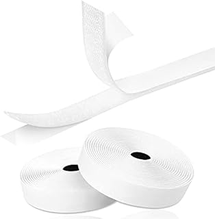 10Metre Hook and Loop Adhesive Tape,Removable Double Sided Self Adhesive Tape Heavy Duty Reusable Stickers Back Fastening Tape White Tape 20mm Wide with Storage Bags (10Metre)