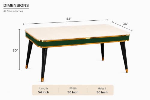 Image of WOODEN SPACE 4 Seater Wooden Dining Table Set | Urban Marble Top Dining Table with Chairs for Dining Room & Kitchen (Modern Vintage Dark Green) (54 x 36 x 30 inch)