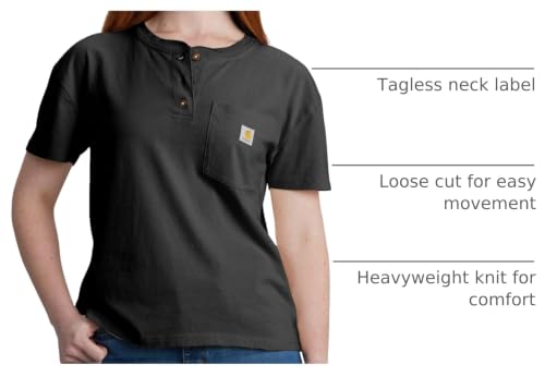 Image of Carhartt Women's 106813 Women's Loose Fit Short-Sleeve Heavyweight Henley T-Shi