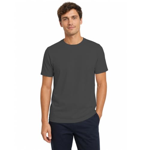 Image of 100% Cotton Premium Crew Neck T-Shirt, Classic Tee for Men Short Sleeve | No Poking Labels, Ultra-Soft, Breathable, Everyday Essential, All Day Active Wear