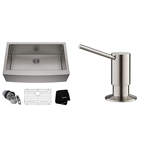 Kraus Khf200-33 Standart Pro Stainless Steel Sink 33 Inch Farmhouse Apron Single Bowl 16 Gauge & Kitchen Soap And Lotion Dispenser In Stainless Steel, Ksd-41Ss #TOP12