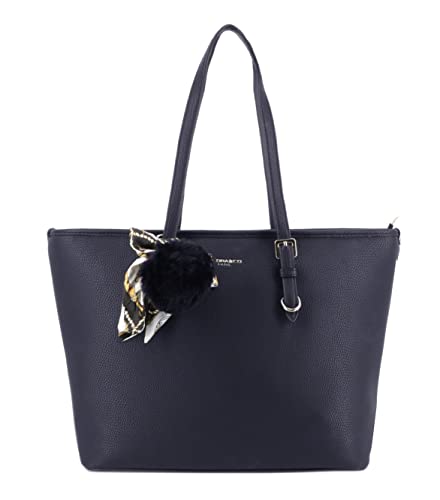 flora & co - Sac à Main Femme Pompon Foulard Satin Imprimé - Cabas Fourre-Tout Format A4 Cours Lycée - Sac Shopping Taille XL Souple Léger Grainé -...