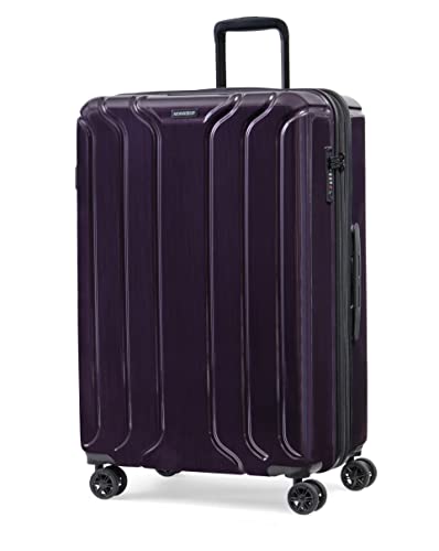 NONSTOP New York Elite Luggage Expandable Lightweight Spinner Wheels hard side shell Travel Suitcase Set, TSA Lock, Double USB Port, 3 packing cubes, Plum, 3-piece Set (20/24/28)2