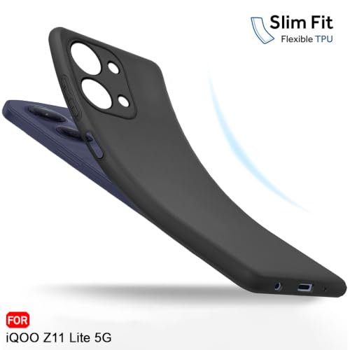 Image of TheGiftKart Sleek Back Cover Case for iQOO Z11 Lite 5G | Slim Fit Protective Design | Ultra Matte Finish | Camera Protection Bump | Soft Silicon Back Cover Case for iQOO Z11 Lite 5G (Silicone, Black)