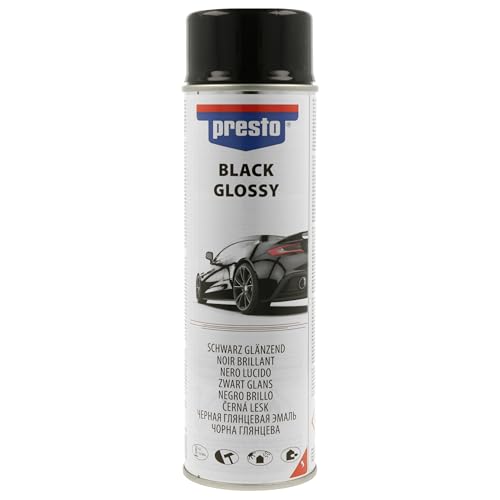 presto UNIVERSAL Spray Schwarz glänzend 500 ml Sprühlack schnelltrocknend hohe Deckkraft vielseitig Innen- & Außenbereich widerstandsfähig Auto-Reparaturlack