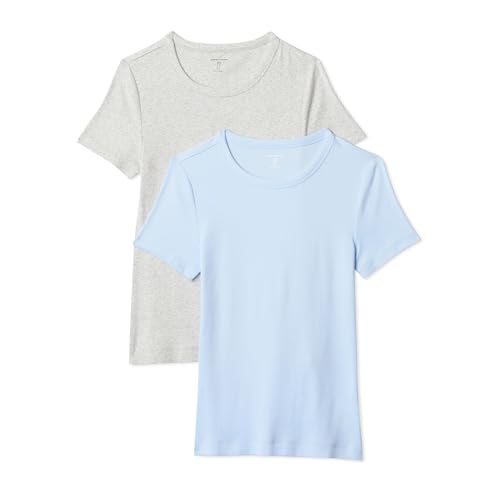 Image of Amazon Essentials Women's Slim-Fit Short-Sleeve Crewneck T-Shirt, Pack of 2