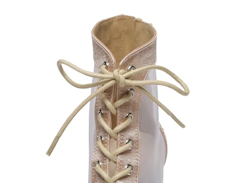 Image of Dance Practice Shoes for Women Mesh Ballroom Sandals Heels Party Prom Ankle Booties with Zip