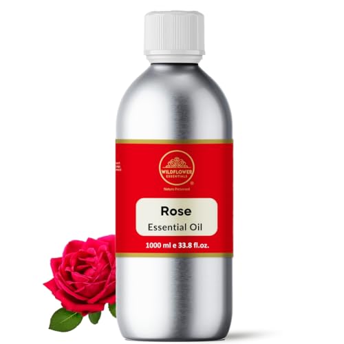 Image of Rose Essential Oil 100% Pure & Natural For Face, Skin, Hair & Body, Aromatherapy, Relaxation, Diffusers, Lotions, Soaps 1 L (1000 ml)
