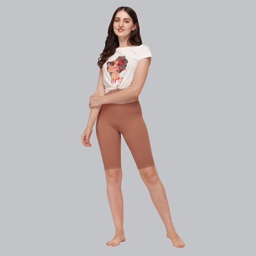 Image of SOIE Women's Mid Rise Soft Polyamide Spandex Knee Length Cycling Shorts