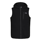 Under Armour Boys' Vest, Zip-Up or Button-Up Style, Hooded, Lightweight & Warm, Black Fleece