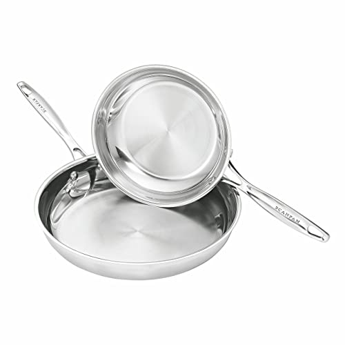 SCANPAN 71000200 Set of 2 Stainless Steel Frying Pans