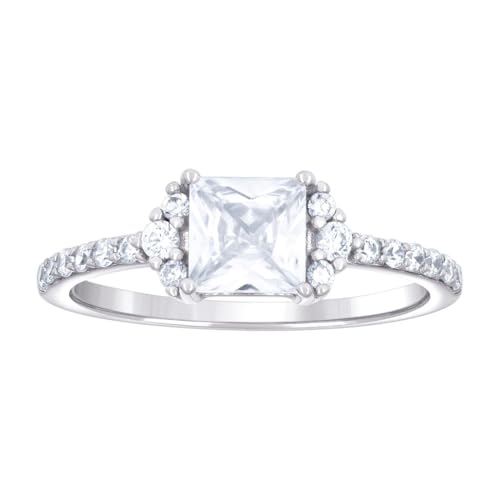 Bague de fiançailles en argent 925 de haute joaillerie avec une zircone étincelante pour femme