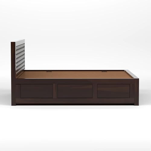 Image of NIWAR Sheesham Wood Queen Size Bed with Storage Box | Solid Wooden Queen Size Cot | Double Bed with Box for Home (Walnut Finish)