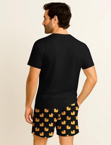 Image of Yoimira Mens Soft Pajama Set Short /Long Sleeve 2 Piece PJs with Pockets | Men's short /long sleeve pajama set, soft 2 piece PJs with pockets for sleepwear, loungewear, relaxing at home and nightwear