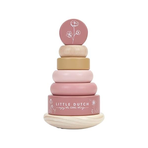 Little Dutch 7012 Holz Ring Stapelturm - Wild Flowers rosa
