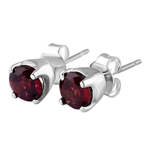 Boucle d'oreille grenat rouge naturel de 7 mm, puce unisexe en argent pour sublimer votre style quotidien