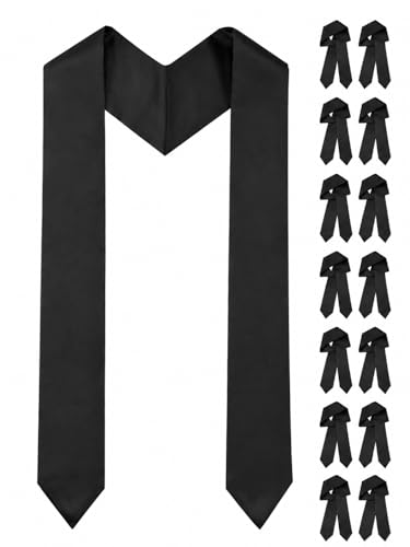 CORVIDA 12 pieces Graduation Stoles Bulk,Plain 70 Inch Blank Sash for DIY,School College University Ceremony,Honor Stole (Black)