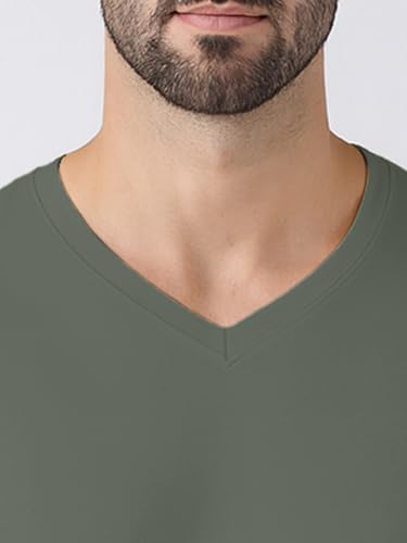 Image of Friskers Men's V-Neck Short Sleeves Cotton T-Shirt - Casual T-Shirt, Regular Fit