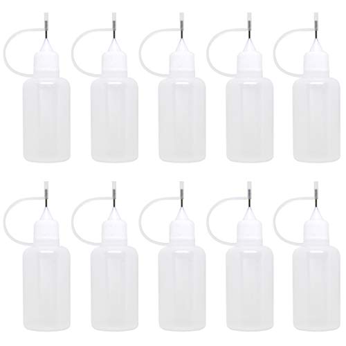 10 PCS 1oz/30ml Needle Tip Glue Bottle, Needle Tip Squeeze Glue Bottle Transparent Applicator Precision, for Liquid and DIY Caulking Tool