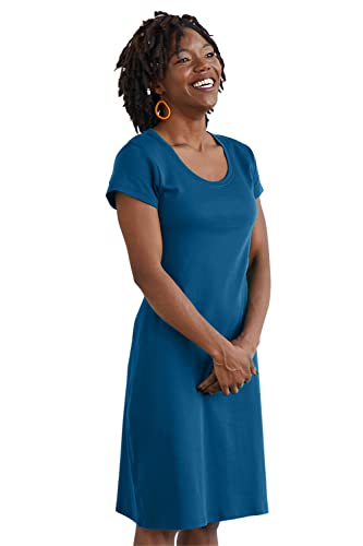 Image of Fair Indigo Women's Organic All-Cotton Scoop Neck T-Shirt Dress
