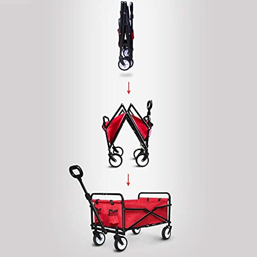 CRBUDY Ziehwagen Zusammenklappbarer Outdoor-Allzweckwagen Zusammenklappbarer Campingwagen Gartentransportwagen Verstellbarer Griff Tragkraft 60 kg – Bild 4