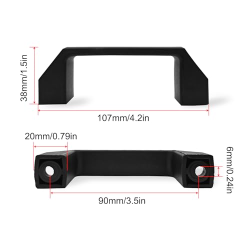 Image of 4 Pcs Square Black Plastic Pull Handles 90mm Hole Centers Square Handles, Suitable for Luggage Mechanical Equipment Cabinet Handles