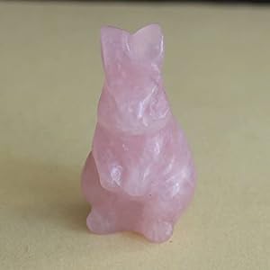 HLbshi Cute Hand Carved Gemstone Crystal Rabbit Bunny Figurine Animal Carving Statue Home Decor 1.5” (Rose Quartz)