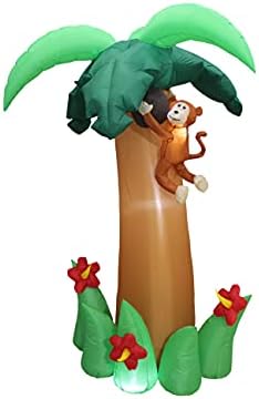 Two Party & Patriotic Party Decorations Bundle, Includes 6 Foot Tall Party Inflatable Palm Tree with Monkey Coconut and Flower, and 5 Foot Tall 4th of July Love Heart with American Flag and Eagle