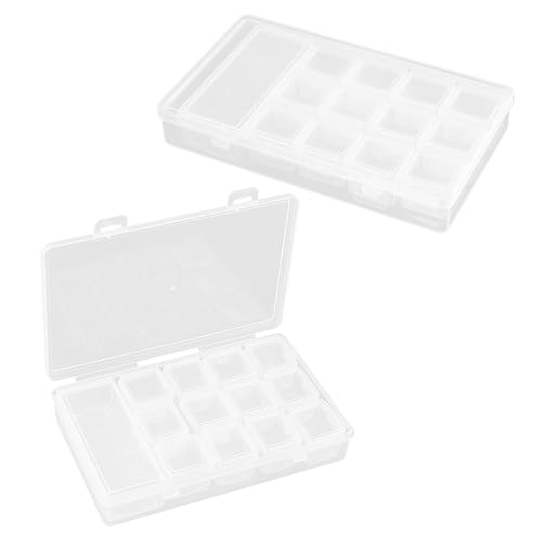 FEIHS 2 juegos Caja de bordado de diamantes,Caja de Almacenamiento,Organizador de Cuentas,Adecuado para joyas, pedrería,piedras preciosas,collares,abalorios,accesorios para decorar uñas y anillos