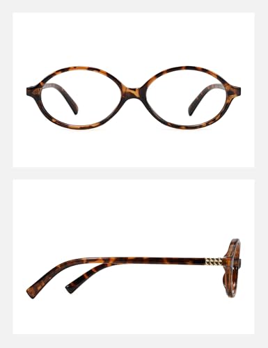 Slocyclub Fashion Oval Blue Light Blocking Glasses for Women Men Vintage Oval Small Frame Eyeglasses Retro Glasses, Whiskey Tortoise