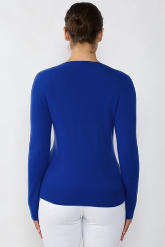Image of JENNIE LIU Women's 100% Pure Cashmere Long Sleeve Pullover V Neck Sweater