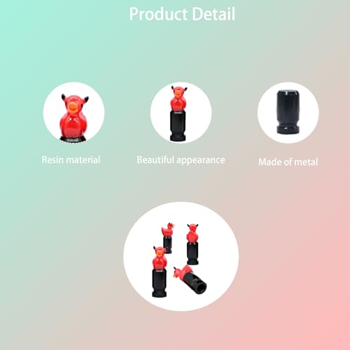 4-Pack Red Devil Duck Valve Stem Caps for Schrader Valves, Glossy Finish, Durable Metal Base, Fun Car, Bike & SUV Tire Accessories, Auto Tire Decoration for Enthusiasts