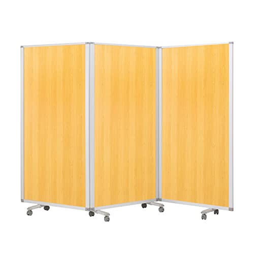 Comai 3連 パーテーション (幅2700mm×高さ1800mm) スクリーン 仕切り (木目 ナチュラル/折り畳み/可動式) 感染防止 (オフィス/会議室/飲食店) TP3-1809BN-NNWW
