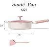 CAROTE 11 Inch Nonstick Deep Frying Pan with Lid, 5 Qt Chef Saute Pan with Pour Spout, Skillet Induction Cookware, Non Stick Cooking Pan Kitchen Pan, Healthy & PFOA/PFAS Free, Includes Spatula, Pink