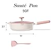 CAROTE 11 Inch Nonstick Deep Frying Pan with Lid, 5 Qt Chef Saute Pan with Pour Spout, Skillet Induction Cookware, Non Stick Cooking Pan Kitchen Pan, Healthy & PFOA/PFAS Free, Includes Spatula, Pink #1