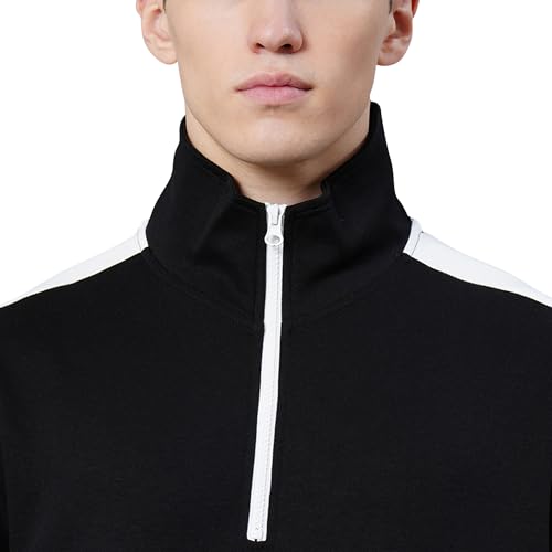 Image of Red Tape Cotton Half Zip Mock Neck Sweatshirt For Men | Cut & Sew | Everyday Comfort